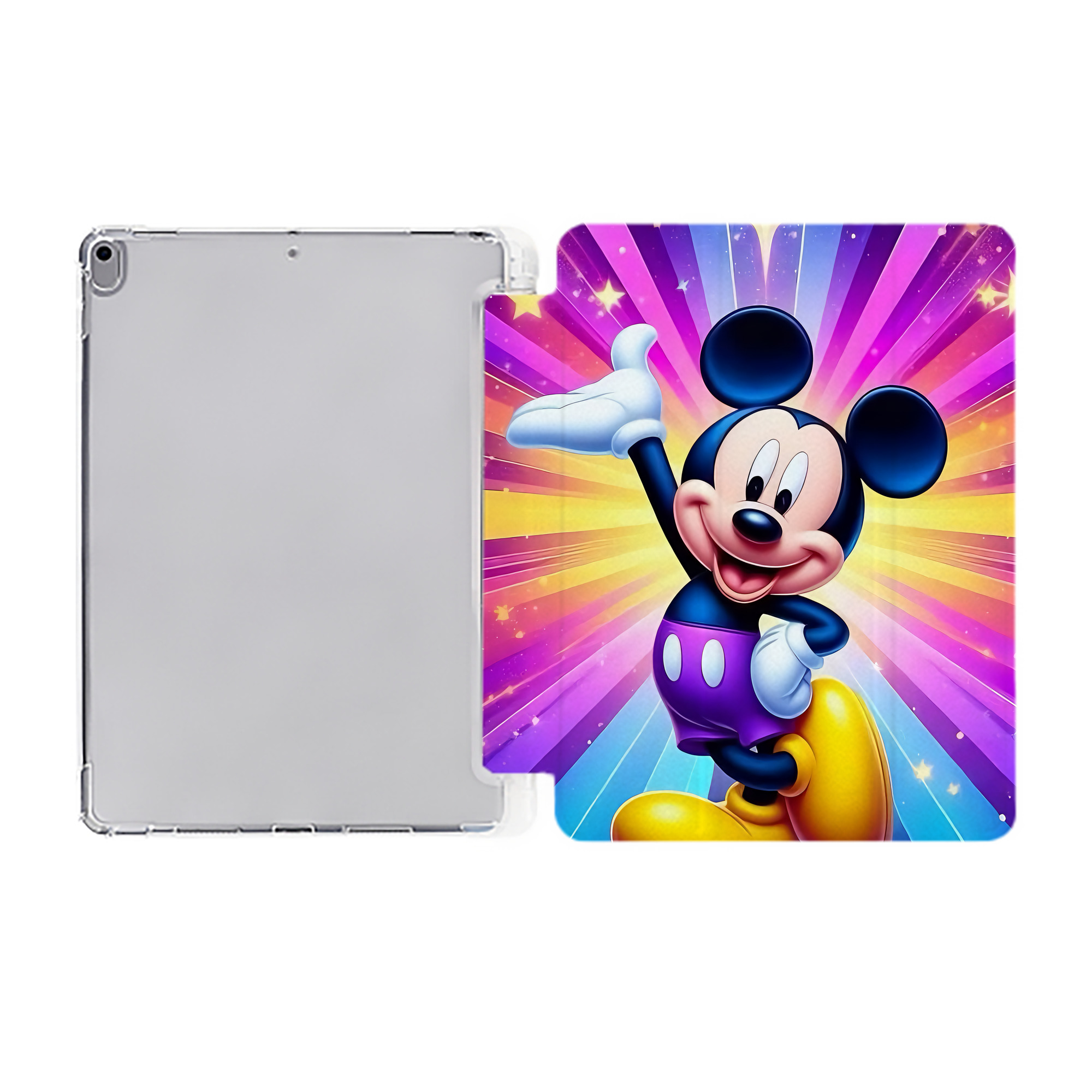 （画像用） ミッキーマウス Mickey Mouse IPad ケース ペン収納付き 三つ折りスタンド PUレザー×シリコン 対応機種9.5/10.5/10.9インチ